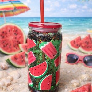 Vibrant Watermelon Tumbler with Straw